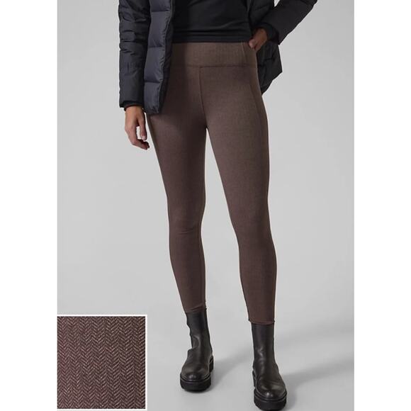ATHLETA Delancey Herringbone Legging Tight Medium Casual Athleisure Brown - Picture 3 of 9